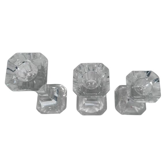 Villeroy & Boch Verdi Crystal Cascading Candlestick Candle Holders Clear Set 3 - Picture 2 of 7